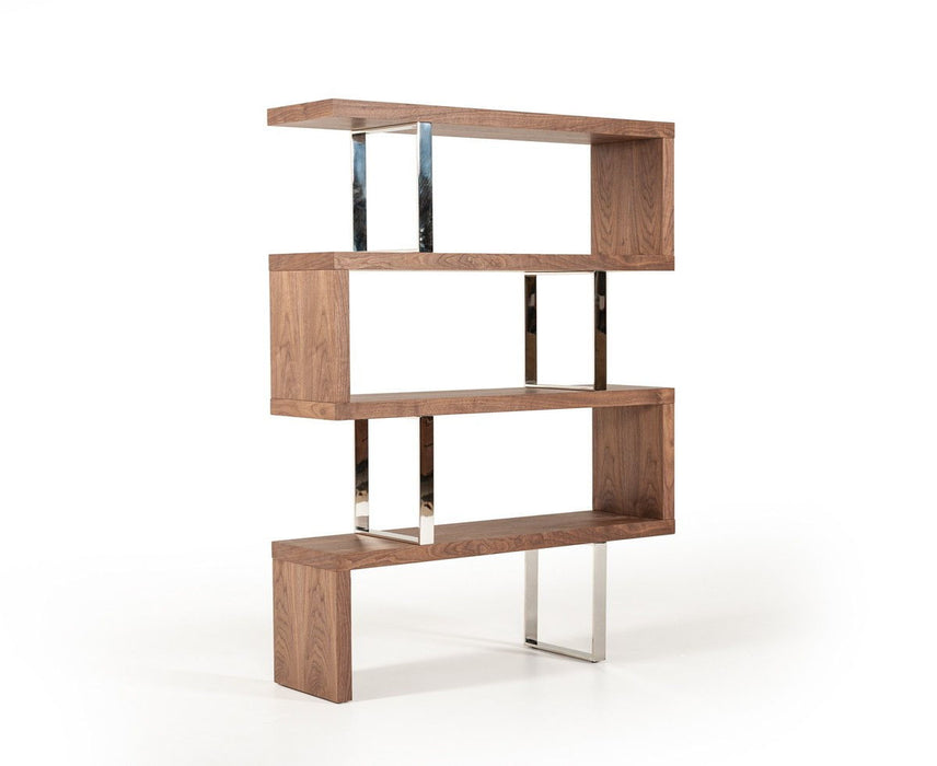Four Tier Zig Zag Bookcase (482697) - Walnut