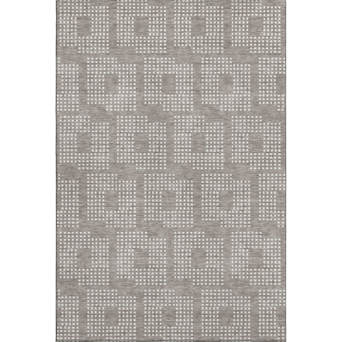 10' X 14' Geometric Washable Area Rug With UV Protection (670748) - Taupe / Ivory
