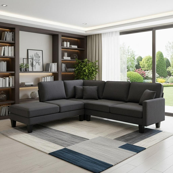 88" Fabric Modular Sofa With Black Legs - Gray