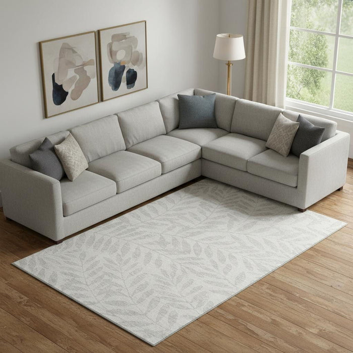 10' X 14' Floral Washable Area Rug With UV Protection (671462) - Ivory / Beige