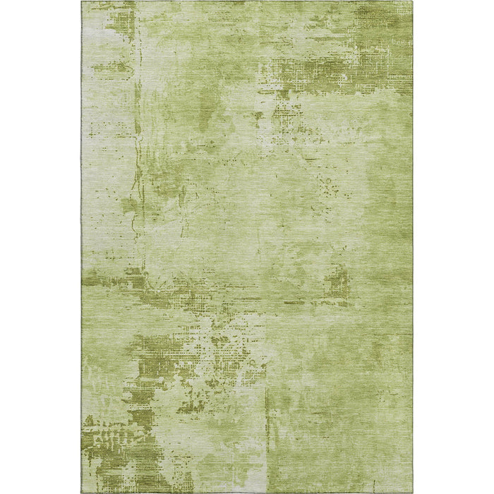 10' X 14' Abstract Washable Area Rug With UV Protection (683201) - Lime Green / Olive Green