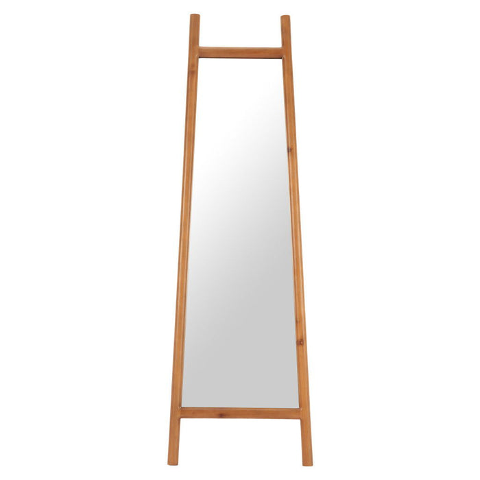 70" Solid Wood Leaning Geometric Framed Standing Mirror - Natural