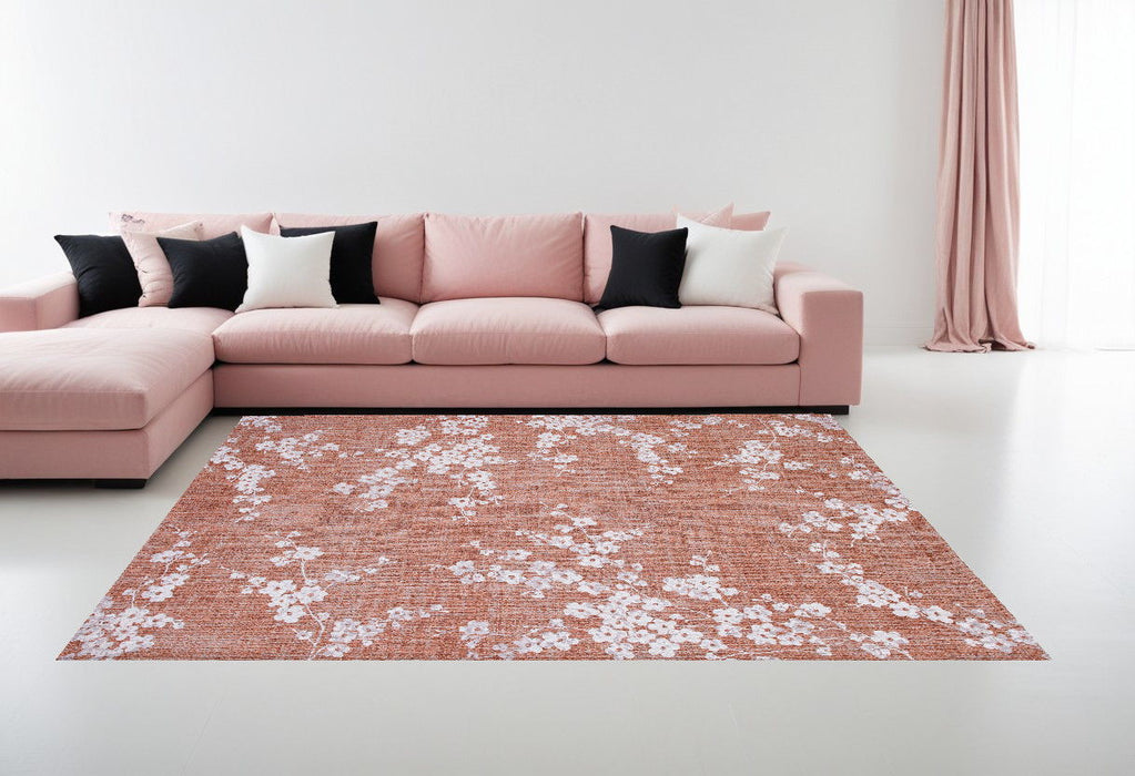 9' x 12' Oriental Non Skid Area Rug - Red And White