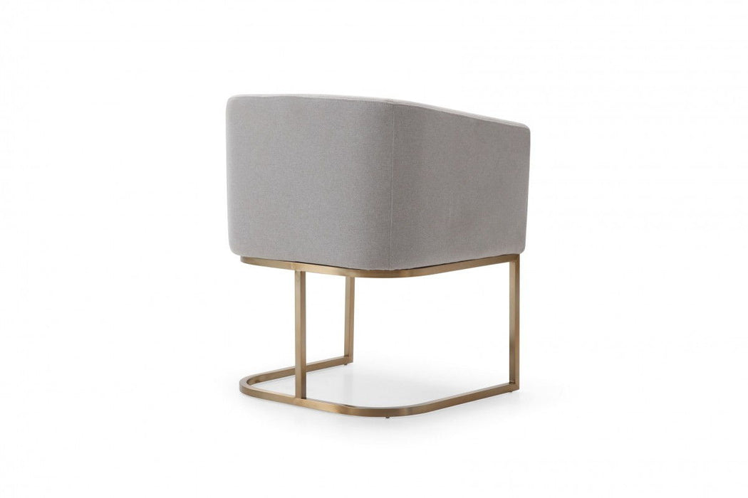 Contemporary Upholstered Fabric Dining Arm Chair - Light Gray