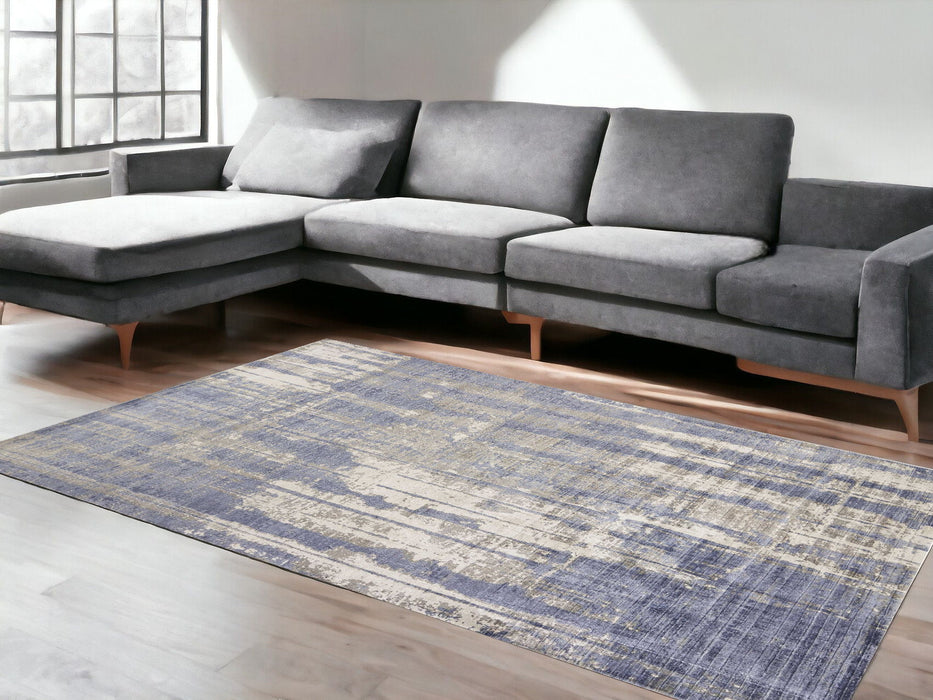 9' x 13' Hand Loomed Abstract Brushstroke Indoor Area Rug - Gray Blue