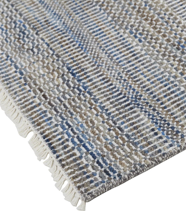 12' x 15' Wool Striped Hand Knotted Area Rug - Silver