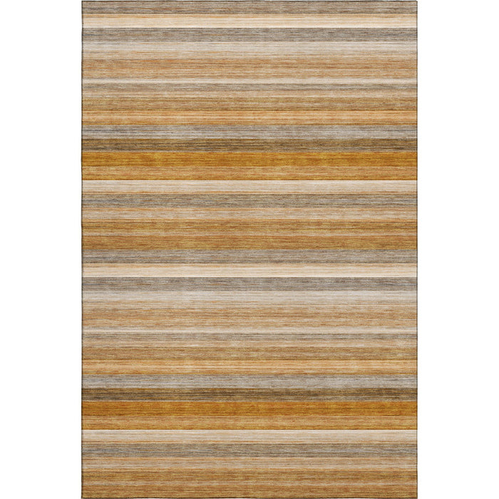 9' X 12' Striped Washable Area Rug With UV Protection (648051) - Rust / Gray / Ivory