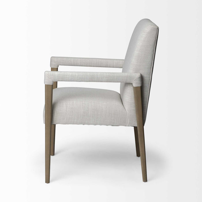 Upholstered Fabric King Louis Back Dining Arm Chair - Cream