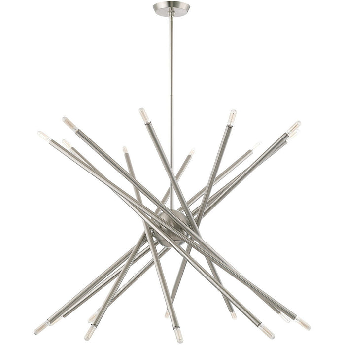 37" Multi Light Dimmable Chandelier With Shades - Nickel
