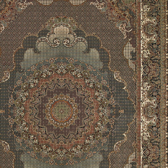 8' X 11' Medallion Area Rug With Fringe - Blue And Red