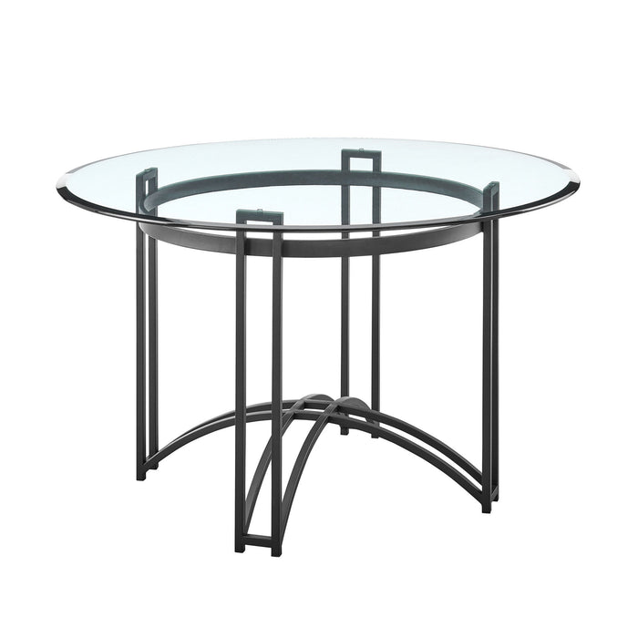 48" Glass And Iron Round Top Dining Table - Black