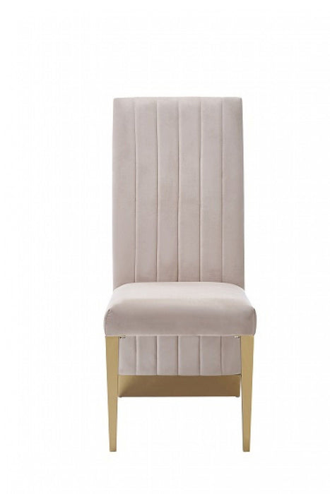 Tufted And Upholstered Velvet Dining Side Chairs (Set of 2) - Beige
