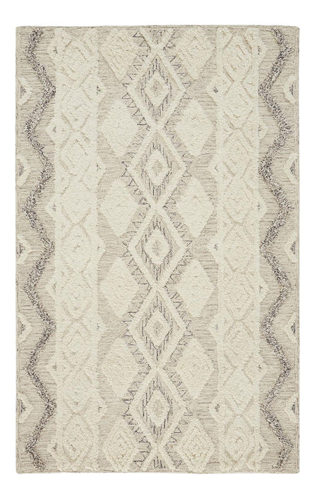 10' x 14' Wool Geometric Tufted Handmade Stain Resistant Area Rug - Ivory Taupe And Gray