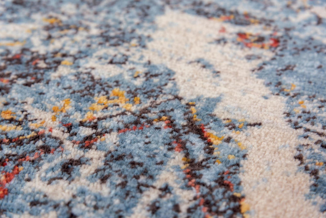 8' X 10' New Zealand Lambs Wool Abstract Hand Carved Handmade Area Rug (747858) - Blue / Beige / Ivory