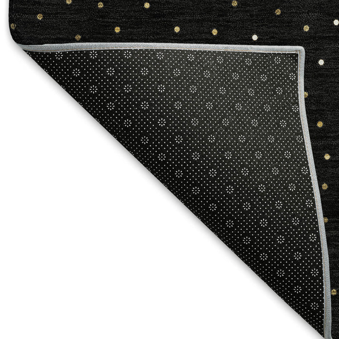 9' X 12' Christmas Tree Washable Area Rug With UV Protection (646468) - Black / Gold / Ivory
