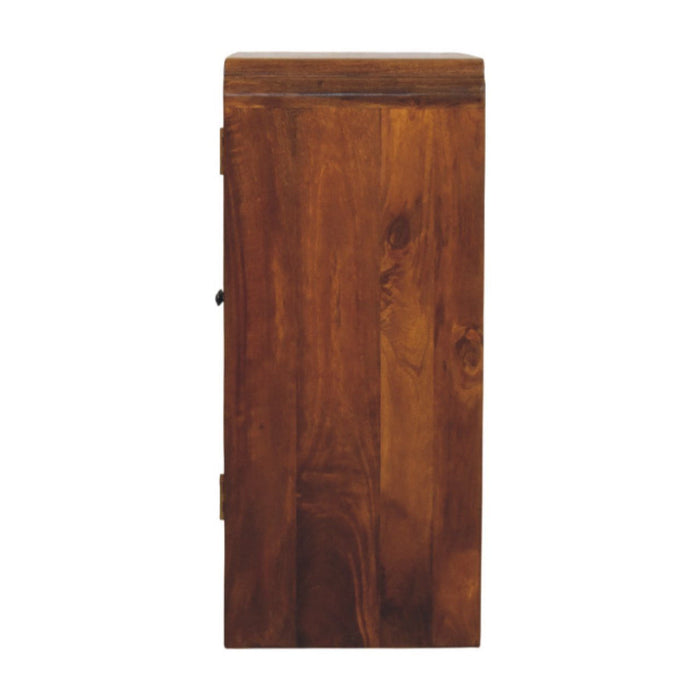 32" Solid Wood Scallop Edge Accent Cabinet With Two Doors - Brown