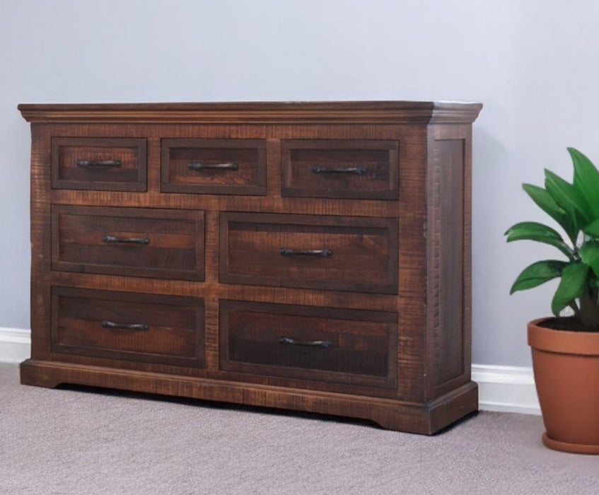 Solid Seven Drawer Double Dresser - Brown