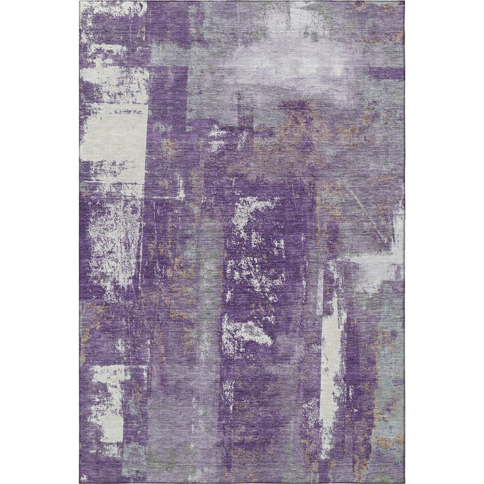 10' X 14' Abstract Washable Area Rug With UV Protection (710112) - Purple / Ivory