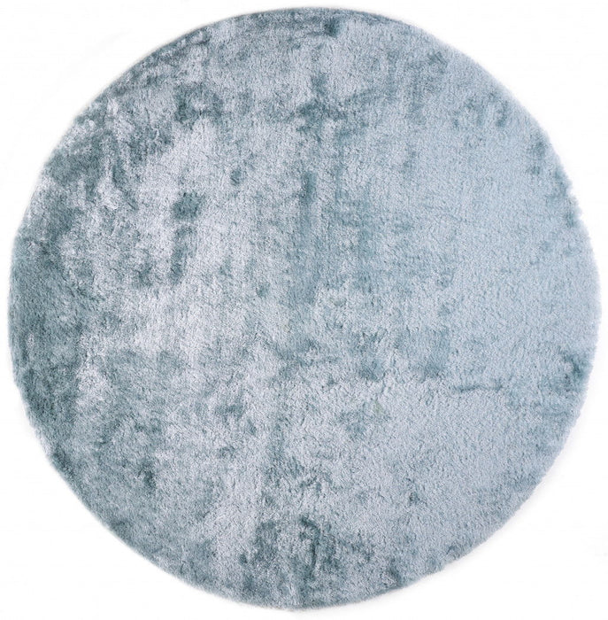 10' Round Shag Tufted Handmade Area Rug - Blue And Silver