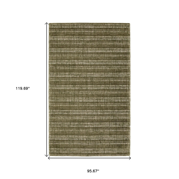 8' X 10' Striped Hand Tufted Area Rug - Green And Ivory