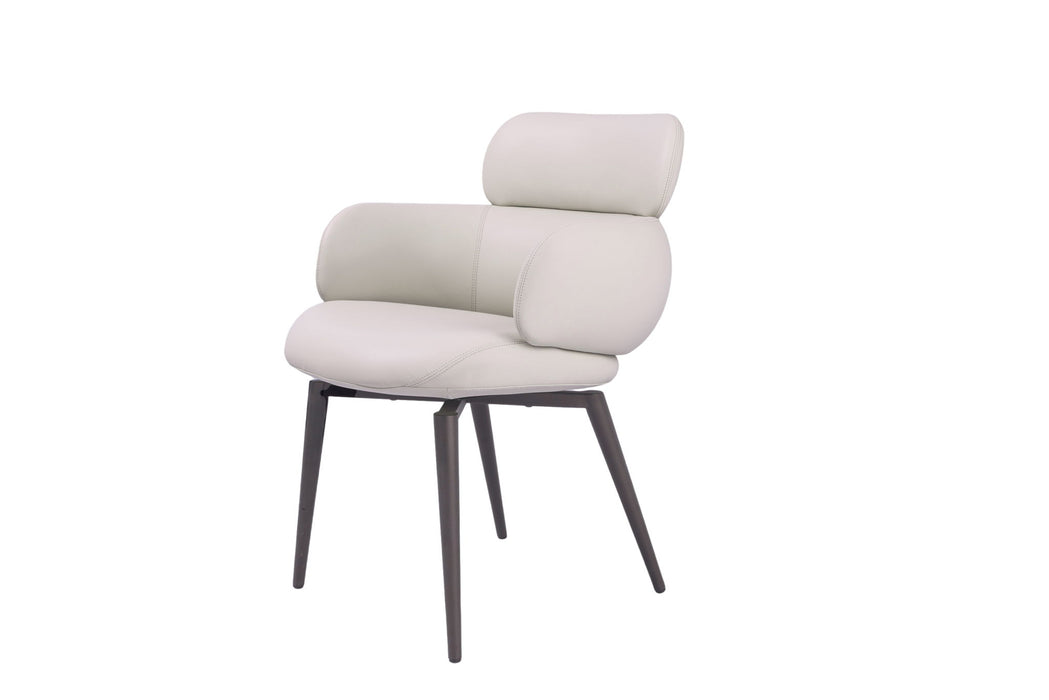 Faux Leather Metal Dining Arm Chair - Light Gray / Black