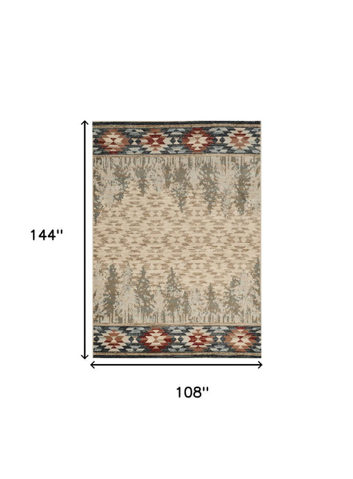 9' x 12' Woodland Lodge Area Rug - Ivory Beige And Gray
