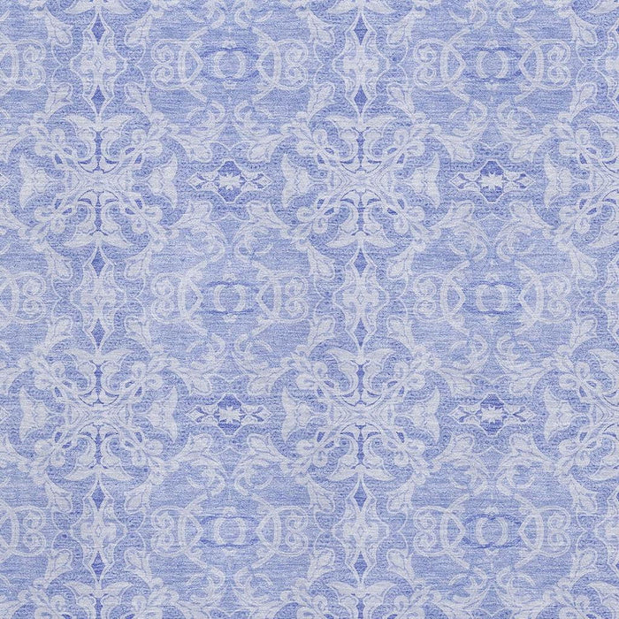 8' X 10' Medallion Washable Area Rug Polyester With UV Protection - Sky Blue And Ivory
