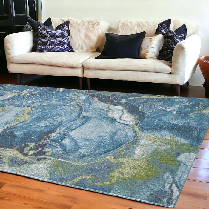 8' x 11' Abstract Area Rug - Teal Blue