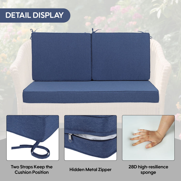 Giga waterproof deep seat and back patio chair cushions on outdoor furniture, showcasing comfortable, durable cushioning for patio use.