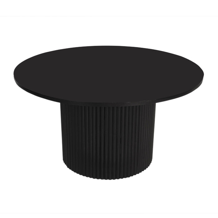 36" Solid Wood Round Pedestal Coffee Table - Black