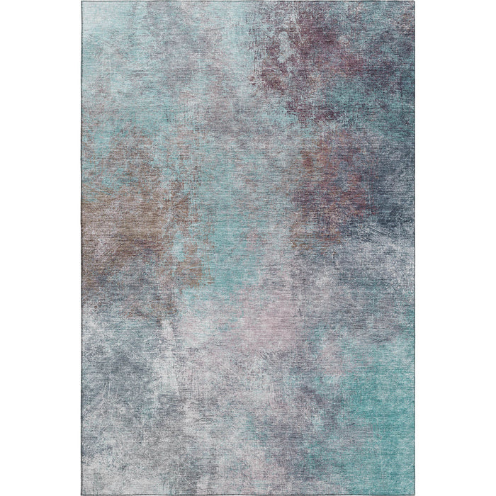 10' X 14' Abstract Washable Area Rug With UV Protection (710586) - Teal / Taupe