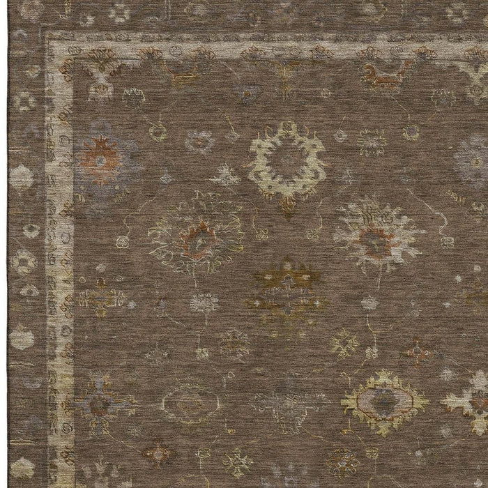 10' X 14' Oriental Washable Area Rug With UV Protection (716401) - Chocolate / Beige