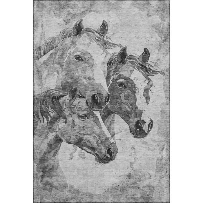 10' X 14' Animal Print Washable Area Rug With UV Protection (698992) - Gray / Silver / Ivory