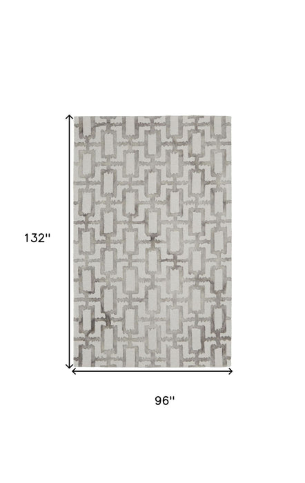 8' x 11' Wool Geometric Tufted Handmade Area Rug - Ivory And Taupe