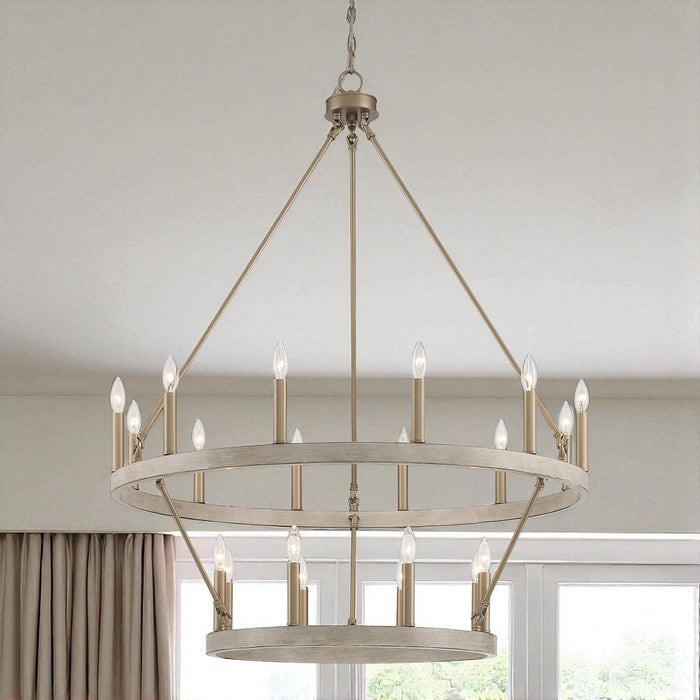 48'' Candle Style Multi Light Metal Dimmable Chandelier - Brass