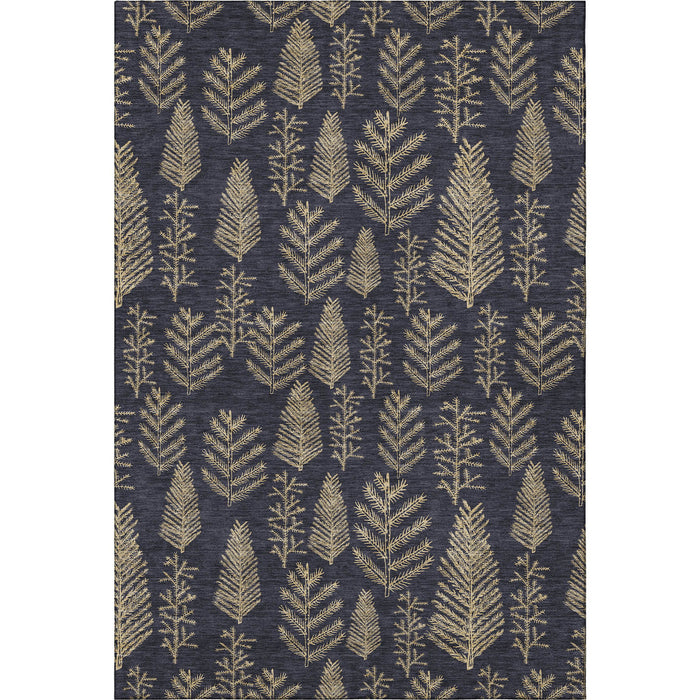10' X 14' Floral Washable Area Rug With UV Protection (701756) - Black / Gold
