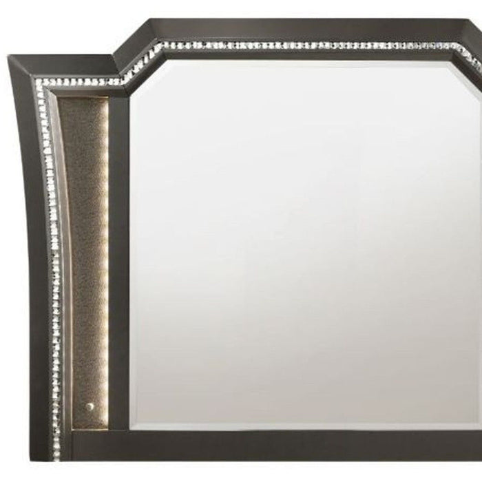 38" Lighted Abstract Framed Mounted Dresser Mirror - Gunmetal