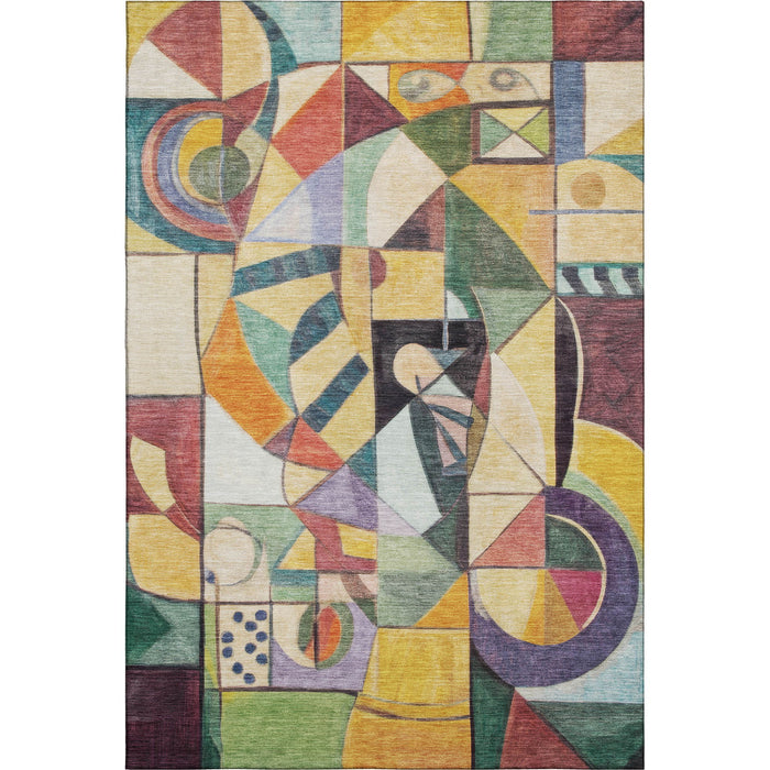 10' X 14' Abstract Washable Area Rug With UV Protection (700415) - Gold / Purple / Ivory