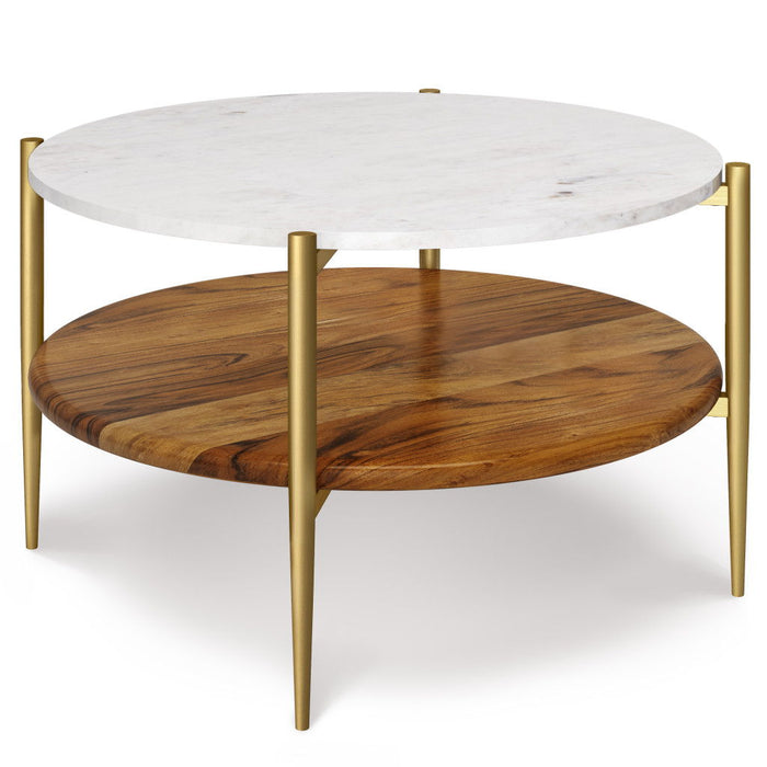 17" Solid Wood Round End Table - White