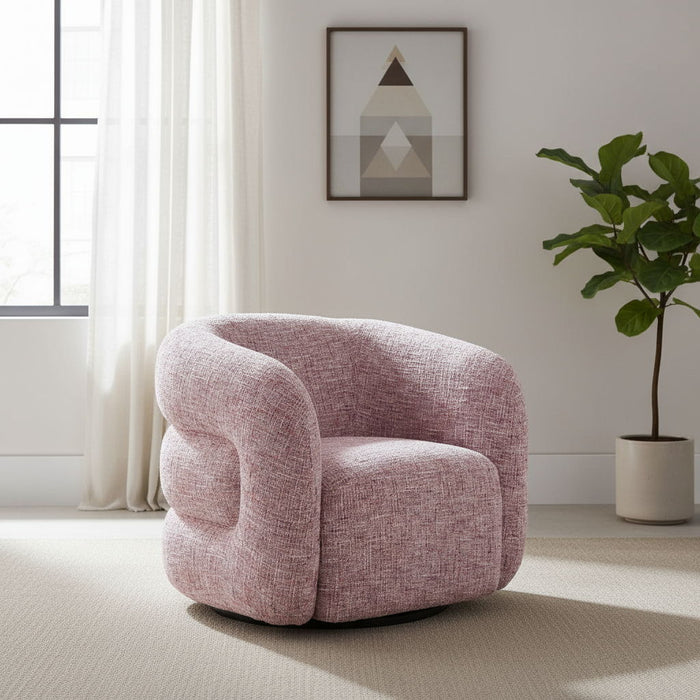 33" Modern Upholstered Swivel Arm Chair - Pink