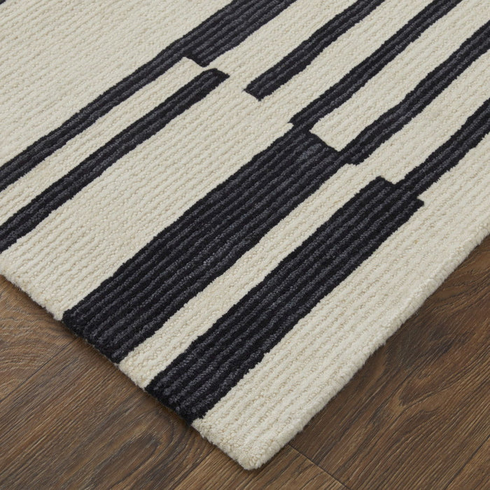 10' x 14' Wool Abstract Hand Tufted Area Rug - Ivory And Black