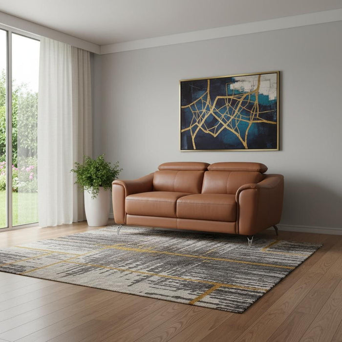 Urban Leather Adjustable Headrest Loveseat - Brown