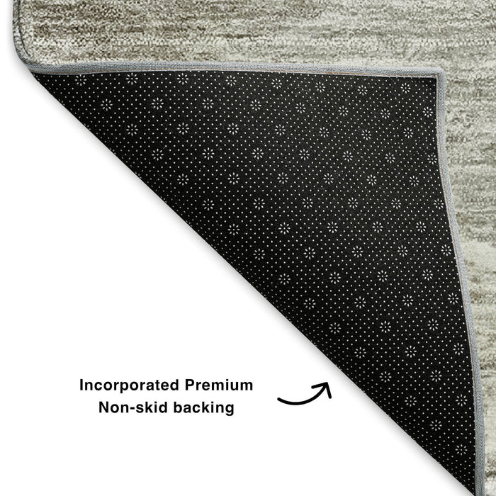 8' X 10' Abstract Washable Area Rug With UV Protection (650768) - Beige / Ivory