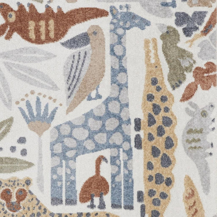 3' X 5' Animal Print Area Rug (532835) - Ivory / Blue / Beige