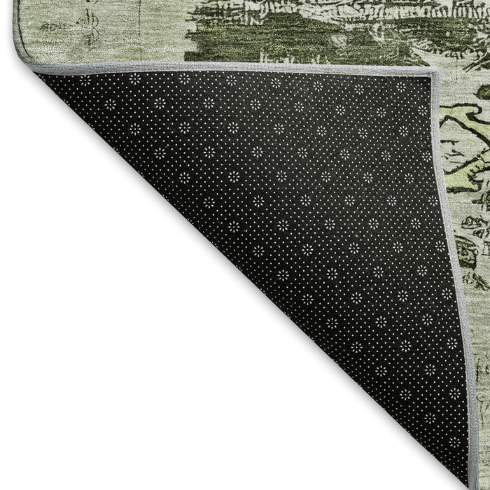 10' X 14' Southwestern Washable Area Rug With UV Protection (696434) - Olive Green / Gray / Ivory