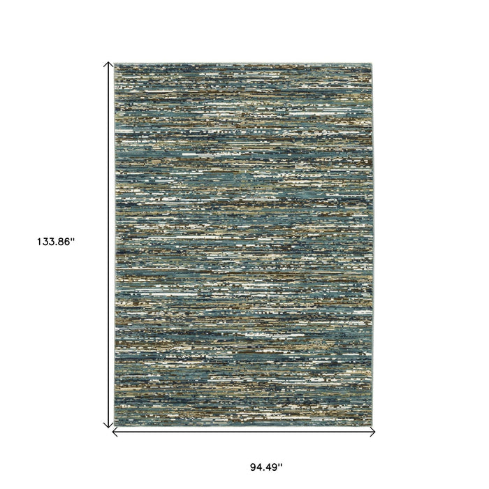 8' X 11' Striped Area Rug - Blue