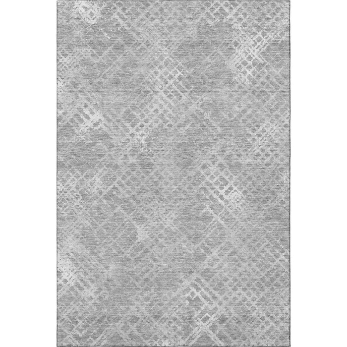 10' X 14' Abstract Geometric Washable Area Rug With UV Protection - Gray And Silver
