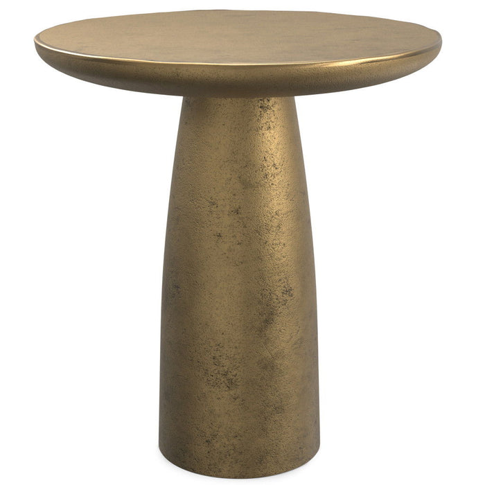 Round End Table Aluminum - Antiqued Brass