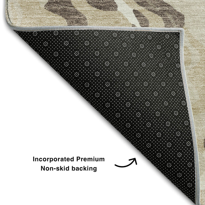10' X 14' Abstract Washable Area Rug With UV Protection (681419) - Beige / Taupe / Ivory