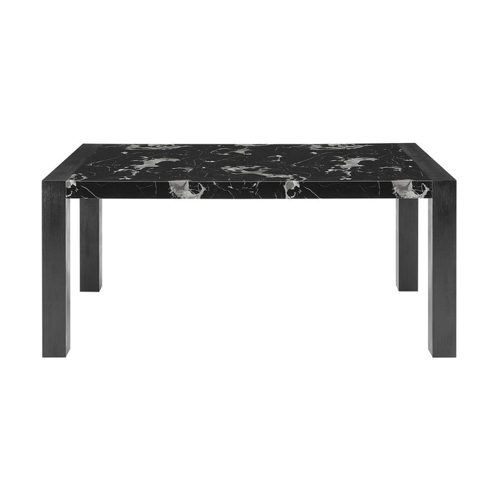 68" Faux Marble And Wood Dining Table - Black
